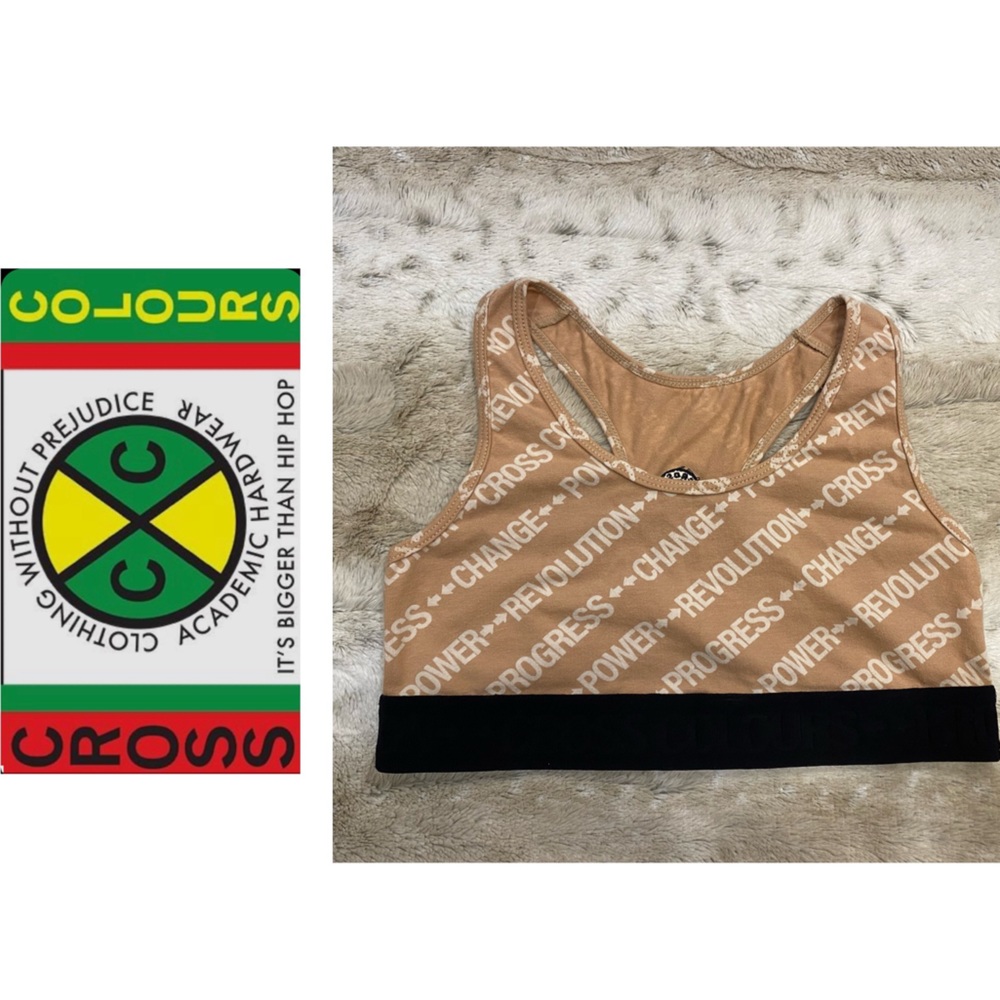 NWOT Cross Colours Power Revolution Progress Change Color Beige Bra Size M